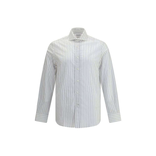 Brunello Cucinelli White Cotton Pattern Shirt