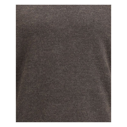 Margiela Brown Wool Sweatshirt featuring pure wool fabric and discreet signature stitching, showcasing luxury fashion.