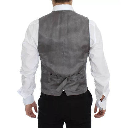 Dolce & Gabbana Gray Striped Formal Dress Gilet Vest