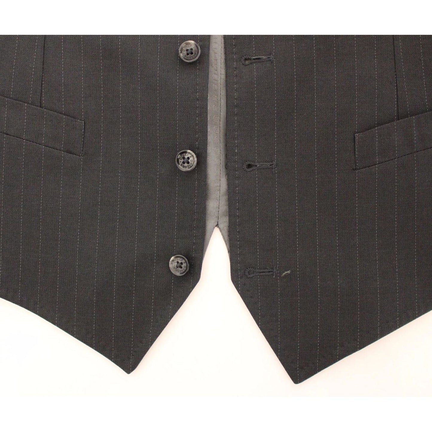 Dolce & Gabbana Gray Striped Formal Dress Gilet Vest