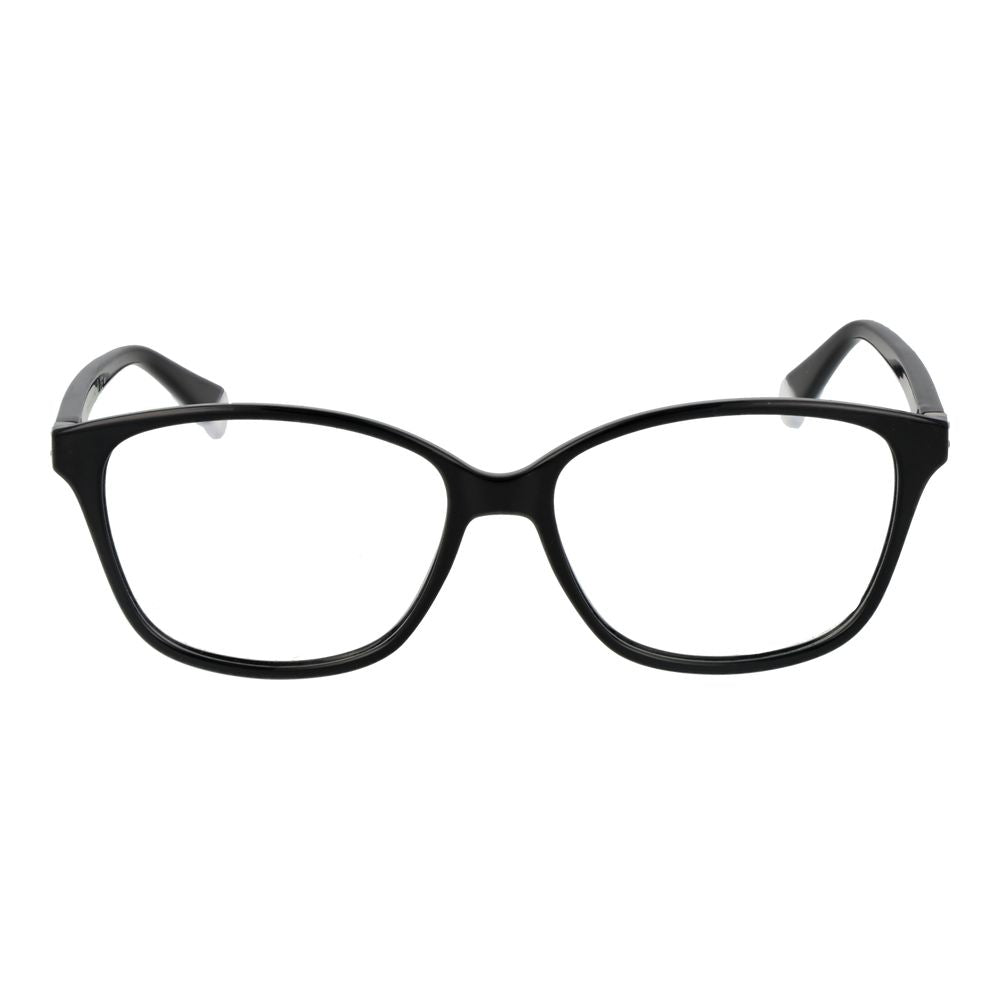 Polaroid Black Women Glasses Frame, full-rim rectangular spectacles in black polyamide with demo lenses, size 55-15-145.