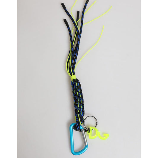 Dolce & Gabbana Multicolor Polyester Tape String DG Logo Keychain Keyring with vibrant colors and iconic logo design.