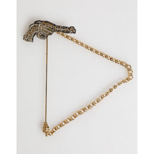Dolce & Gabbana Lapel Pin Brass Copper Revolver Men Accessories Brooch