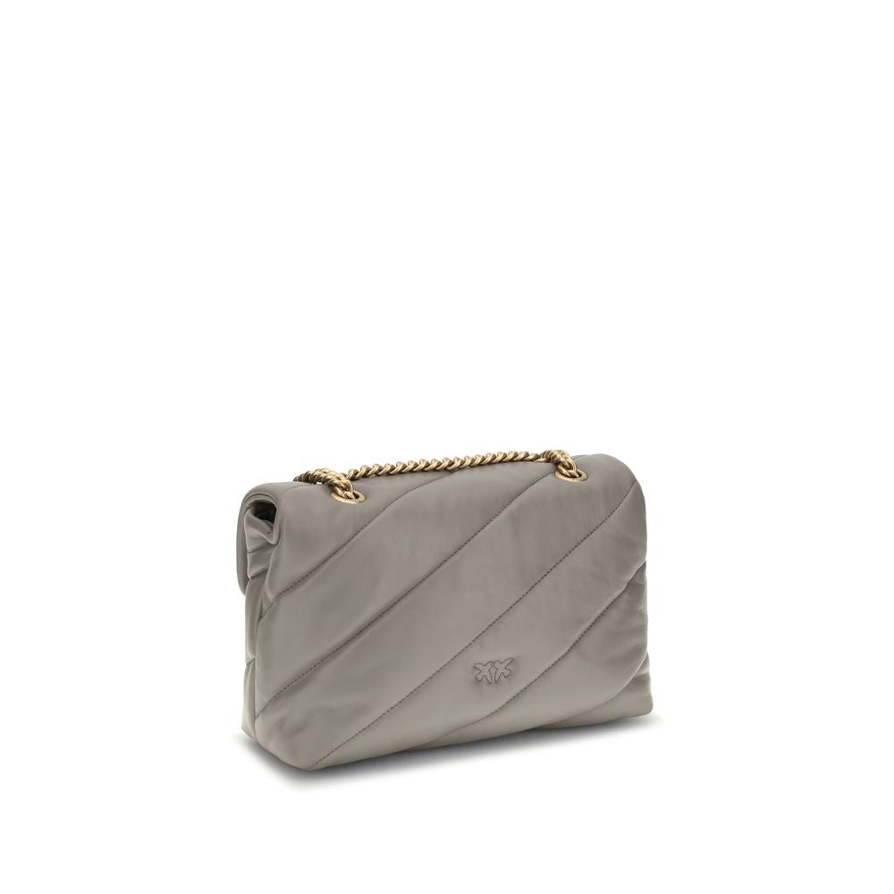 PINKO Gray Calf Leather Bos Taurus Shoulder Bag