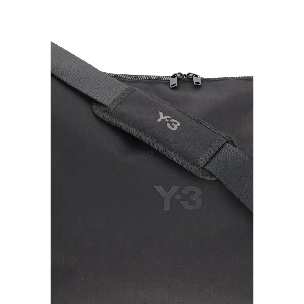 Y-3 Black Polyamide Shoulder Bag with adjustable strap and logo detail, perfect for everyday use. Functional design, season AW25.