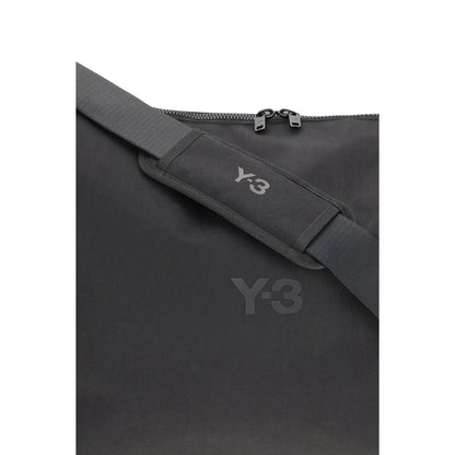 Y-3 Black Polyamide Shoulder Bag with adjustable strap and logo detail, perfect for everyday use. Functional design, season AW25.