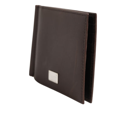 Dolce & Gabbana Brown Leather DG Logo Engrave Bifold Card Holder Wallet