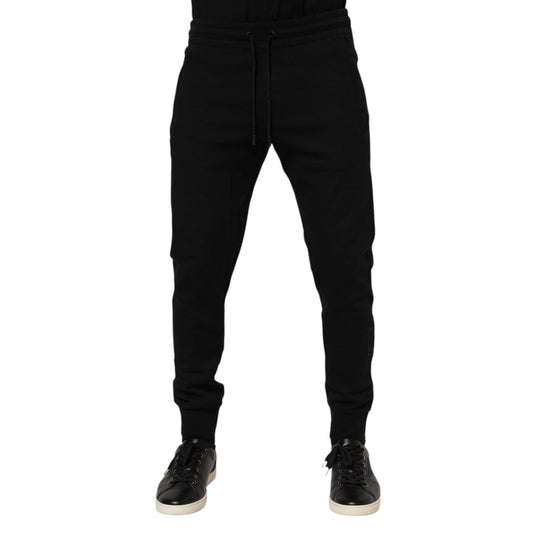 Dolce & Gabbana Black Cotton Jogger Jogging Men Trouser Pants