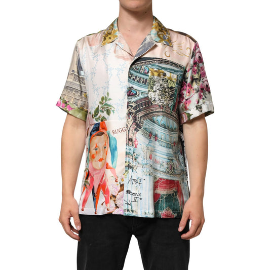 Dolce & Gabbana Multicolor Silk Opera Print Men Casual Shirt TSH90794-40