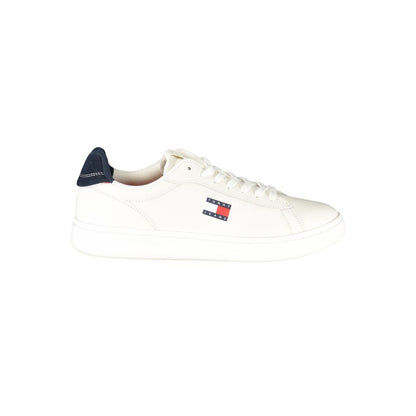 Tommy Hilfiger White Leather Men Sneaker with blue accents and logo