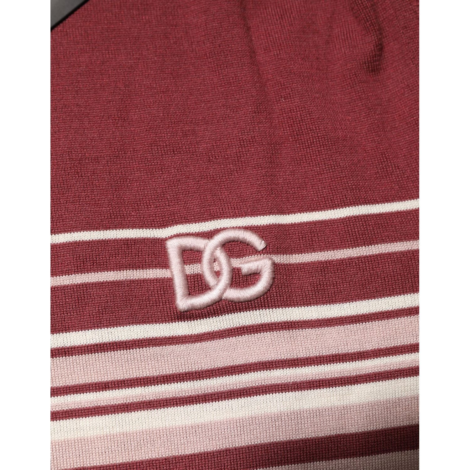 Dolce & Gabbana Cotton Burgundy Striped DG Logo Polo  T-shirt