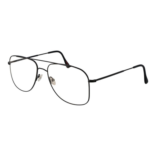 Andy Wolf Black Unisex Glasses Frame, metal aviator full-rim, demo lenses, 60mm width, 18mm bridge, black color, includes branded case.