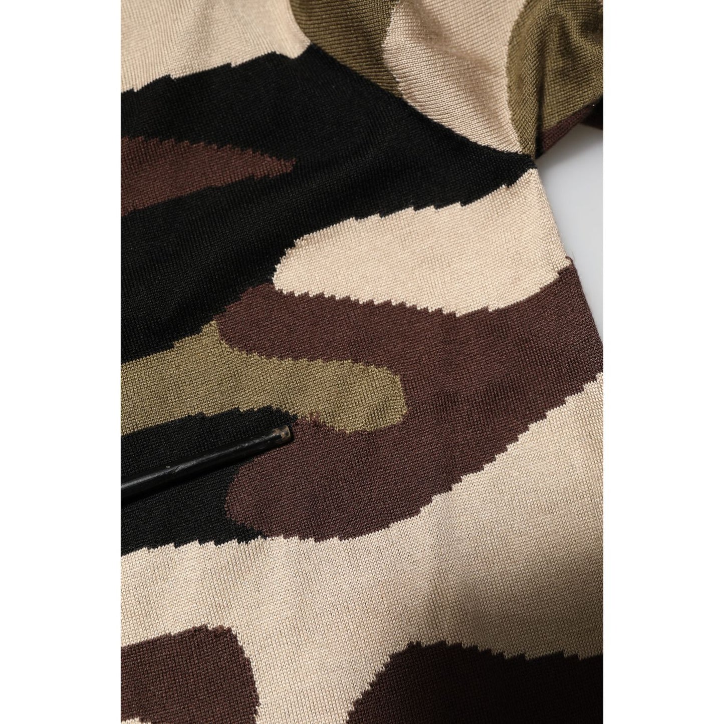 Dolce & Gabbana Camouflage Brown Silk Military Polo T-shirt