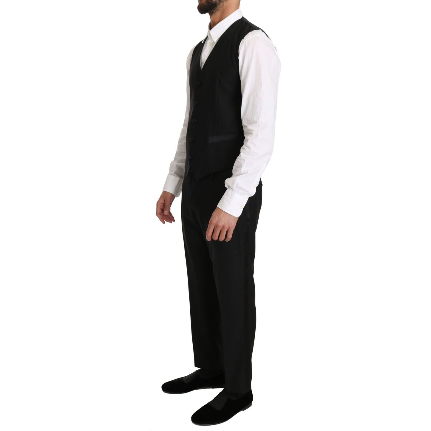 Dolce & Gabbana Black Wool Dress Waistcoat Gillet Vest