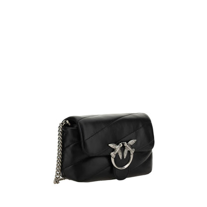 PINKO Black Calf Leather Bos Taurus Shoulder Bag