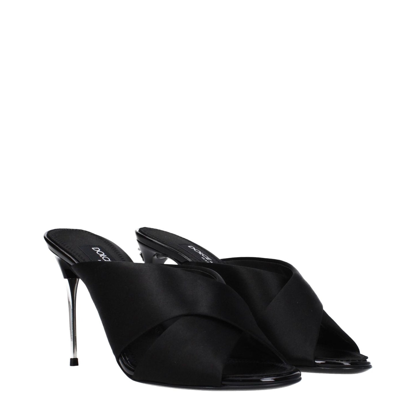 Dolce & Gabbana Black Satin Stiletto Heel Sandals