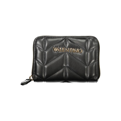Mario Valentino Black Polyethylene Wallet with zip closure, contrasting detail, and 6 compartments. Eco-friendly recycled material.