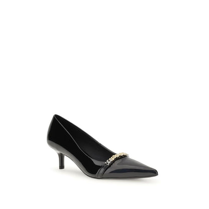 PINKO Black Calf Leather Bos Taurus Mid Heel Pumps