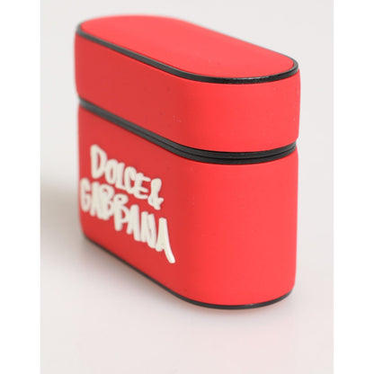 Dolce & Gabbana Red PVC DG Logo Embossed Men Flip Holder Airpods Case