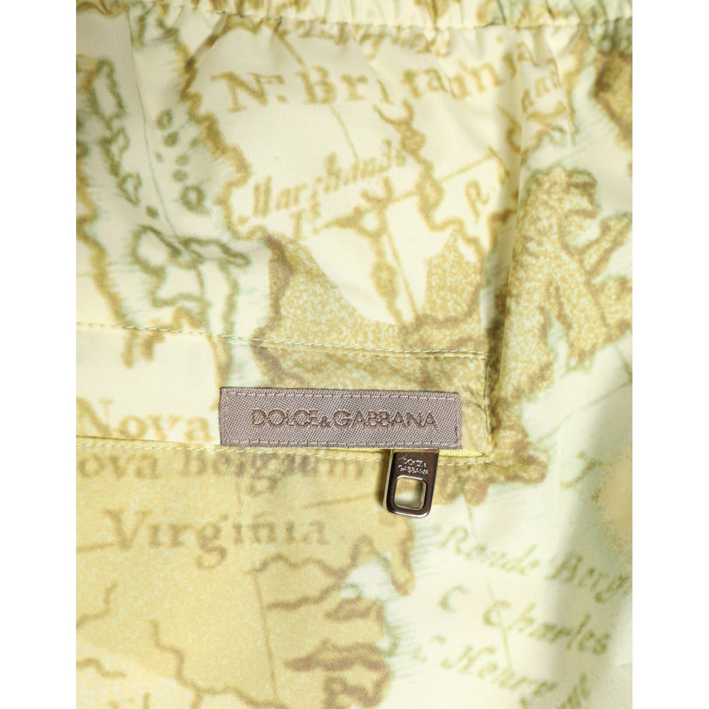 Dolce & Gabbana Yellow World Map Polyester Elastic Waistband Swimwear