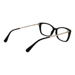 Max Mara Black Women Glasses Frame in full-rim rectangle style with black plastic material and 140mm temples length.