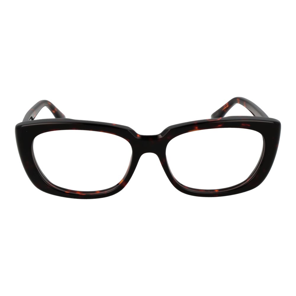 Max Mara Brown Women Glasses Frame in acetate, full-rim rectangle style with demo lenses, size 54-16-140, featuring a brown color.