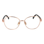 Max Mara Rose Gold Women Glasses Frame, full-rim round metal design, 54mm lenses, demo plastic lenses, stylish and elegant eyewear.