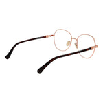 Max Mara Rose Gold Women Glasses Frame, full-rim round metal, demo lenses, luxury eyewear with branded case, no spring hinge.