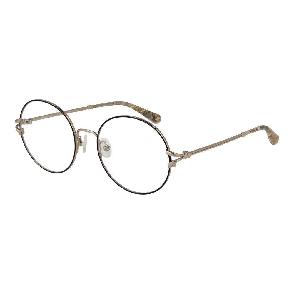 Christian Lacroix Beige Women Glasses Frame, round full-rim metal design, size 51-18-135, with demo lenses, ideal for women seeking stylish eyewear.