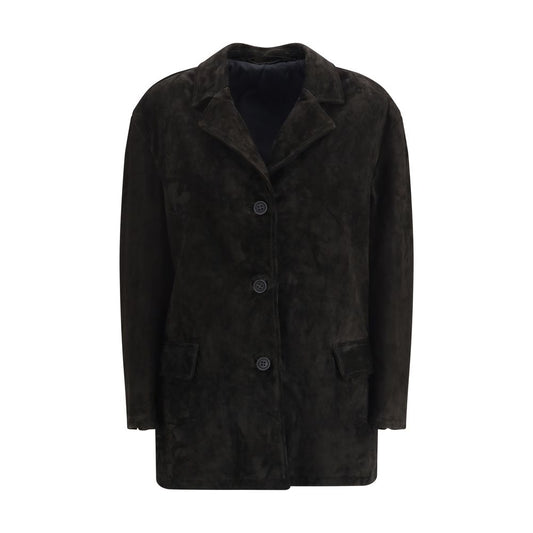 Salvatore Santoro Black Calf Leather Bos Taurus Coat