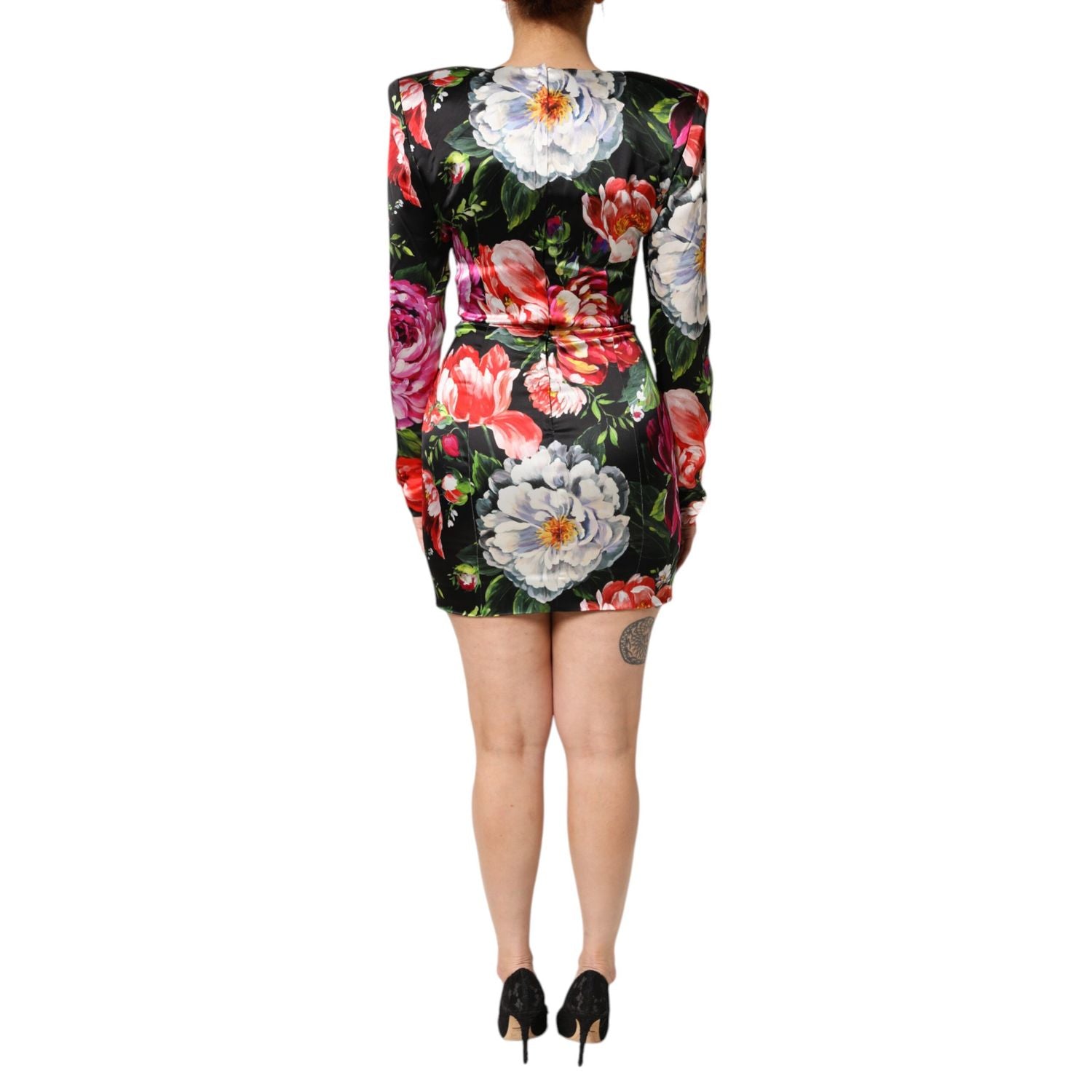 Dolce & Gabbana Black Floral Fiori Pittorici Bodycon Dress