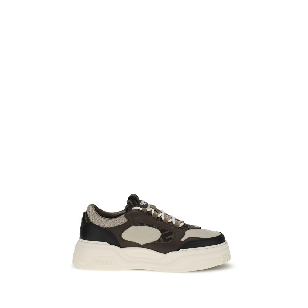Fendi Black Calf Leather Bos Taurus Low Top Sneakers