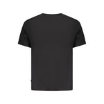 Back view of Guess Jeans Black Cotton Men T-Shirt with short sleeves and crew neck, showcasing minimalist design and comfort.