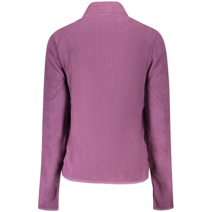 Back view of Norway 1963 Purple Polyester Women Sweater with long sleeves and fleece material.