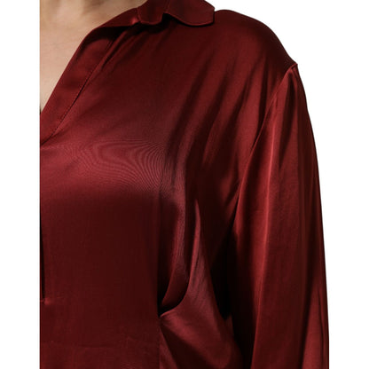 Fabiana Filippi Burgundy Acetate Viscose Satin Long Dress