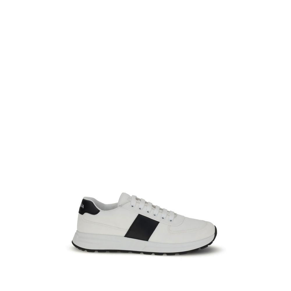 Prada White Calf Leather Bos Taurus Low Top Sneakers