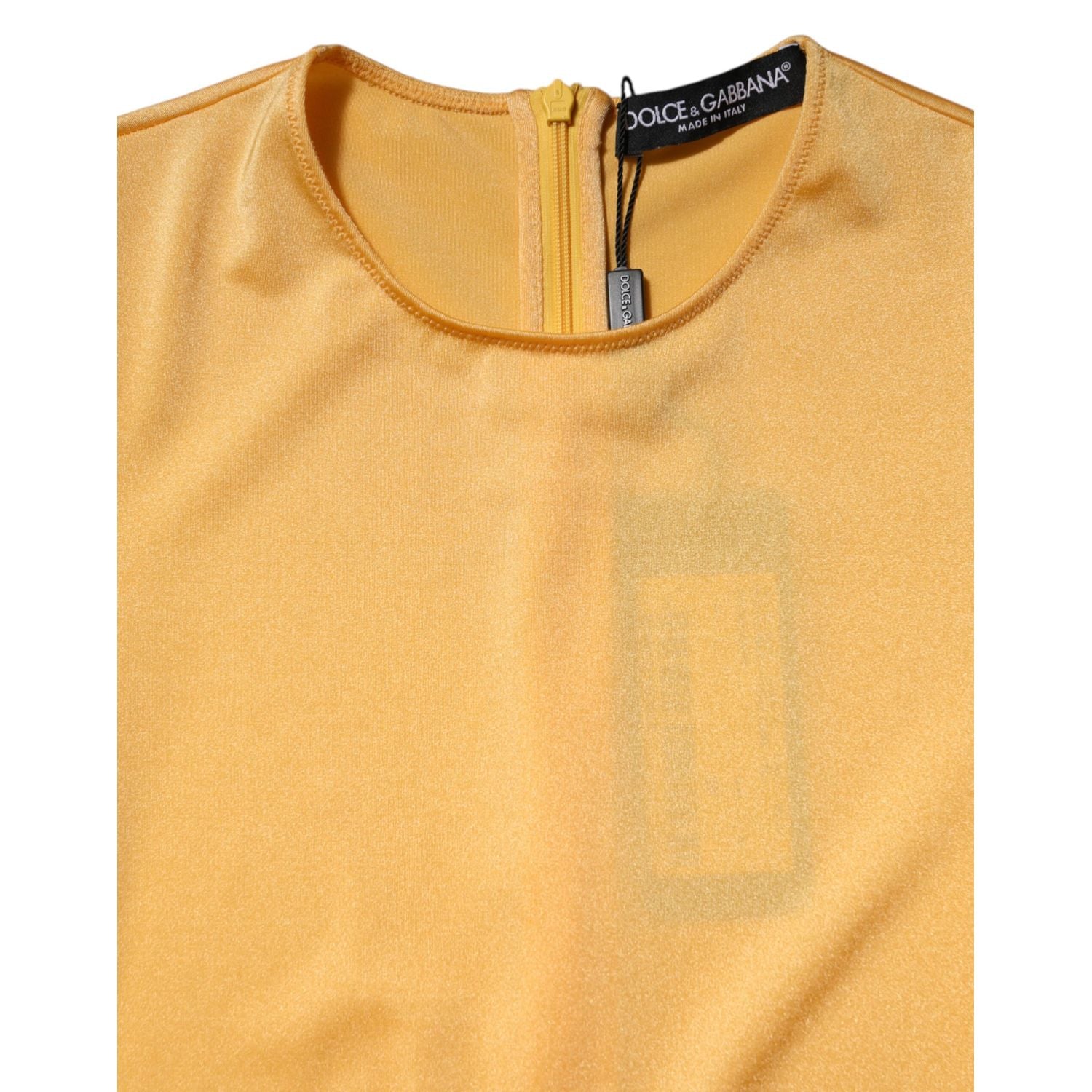 Dolce & Gabbana Gold Yellow Stretch Long Sleeve Bodysuit Dress
