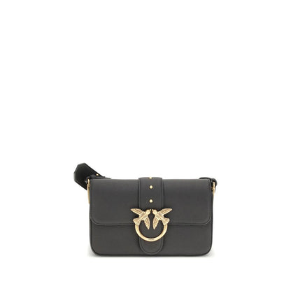 PINKO Black Calf Leather Bos Taurus Shoulder Bag