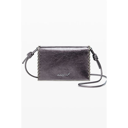Desigual Bronze Polyethylene Women Wallet with removable strap, dual compartments, and coin purse. Trendy mini-bag accessory.