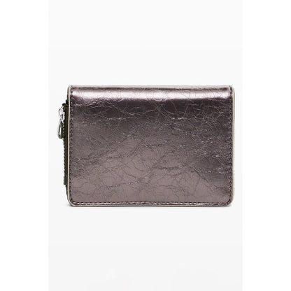 Desigual Bronze Polyethylene Women Wallet with zip closure and contrasting embroidery details, ideal for practical and stylish use.