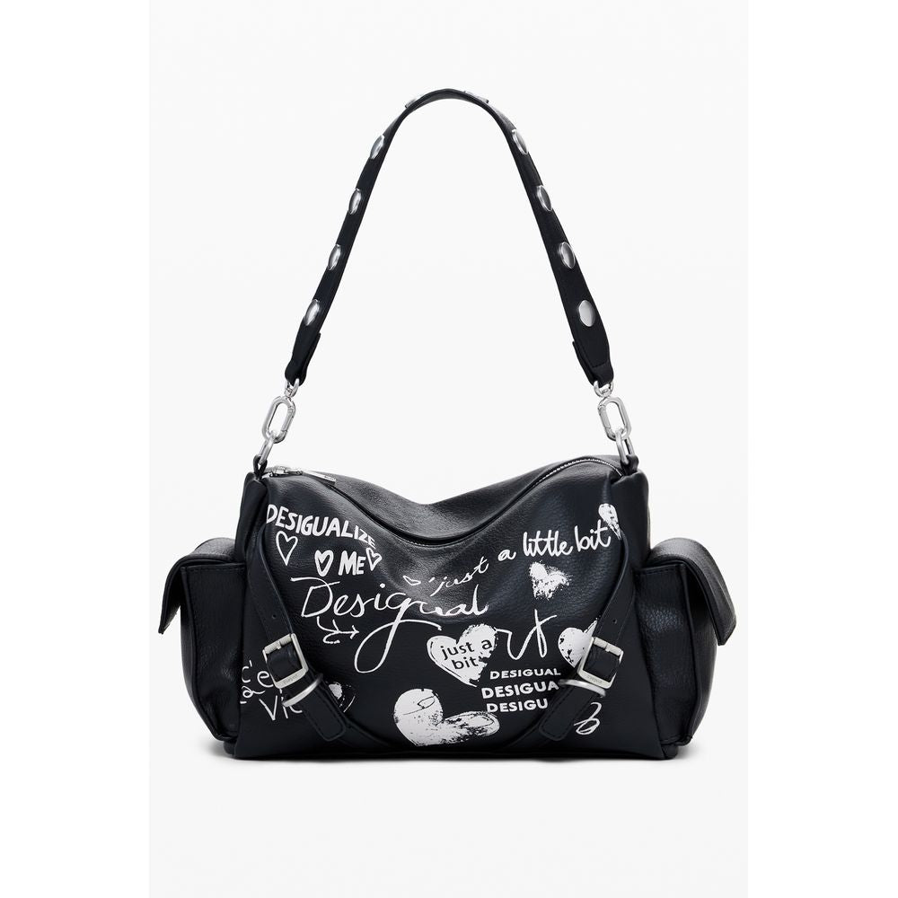 Desigual Black Polyethylene Women Handbag with Removable Handle and Adjustable Strap