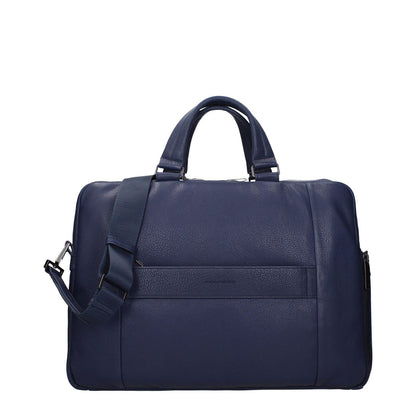 Piquadro Blue Leather Business And Laptop Bag