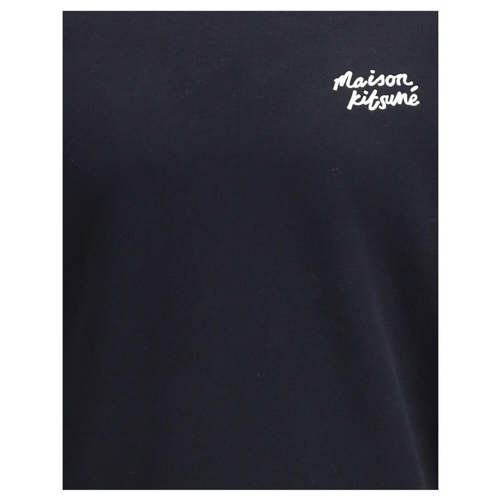 Maison Kitsuné Black Cotton Sweatshirt with printed front logo, crew neck, ribbed hem and cuffs for a stylish and comfortable fit.