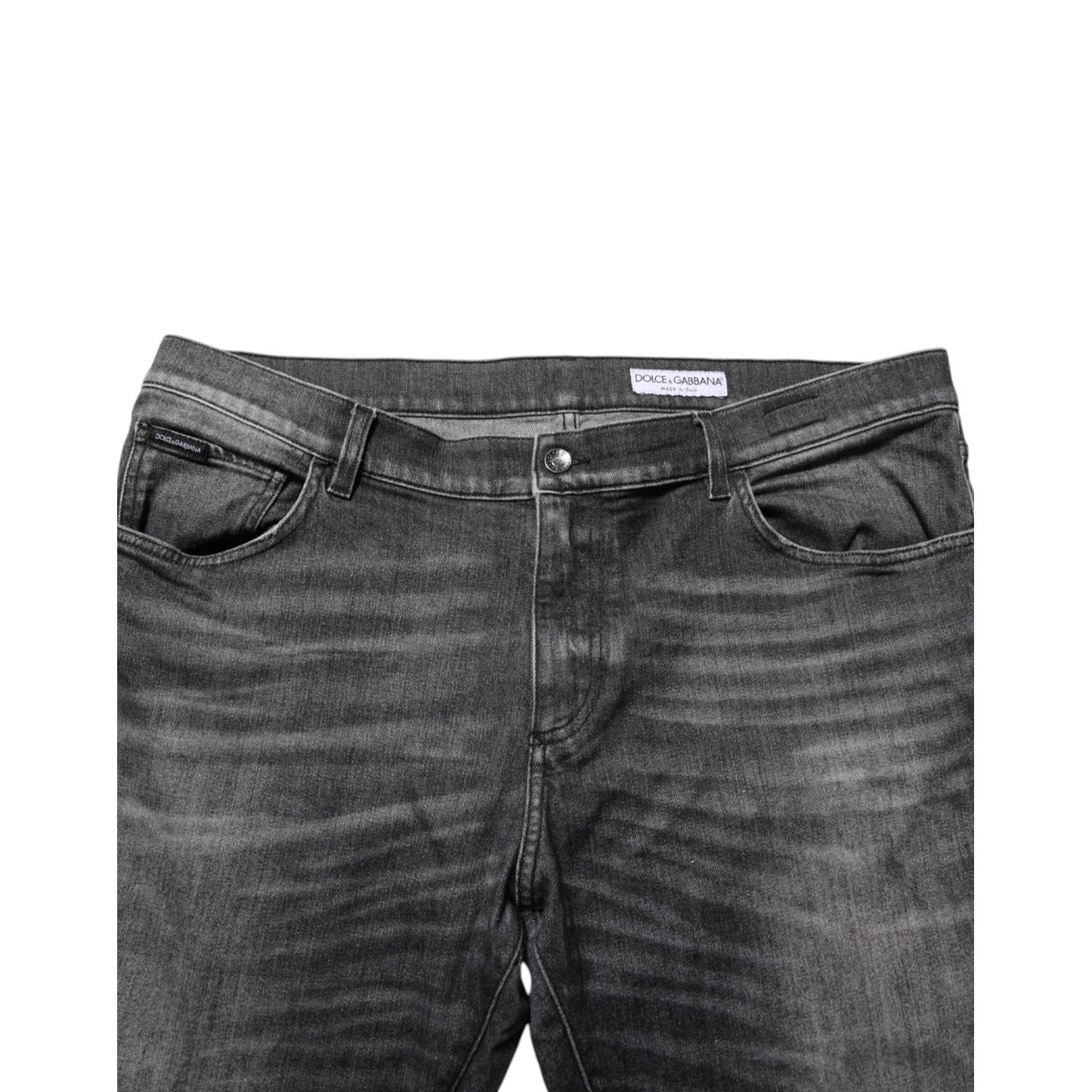 Dolce & Gabbana Black Gray Wash Slim Fit Straight Leg Denim Jeans