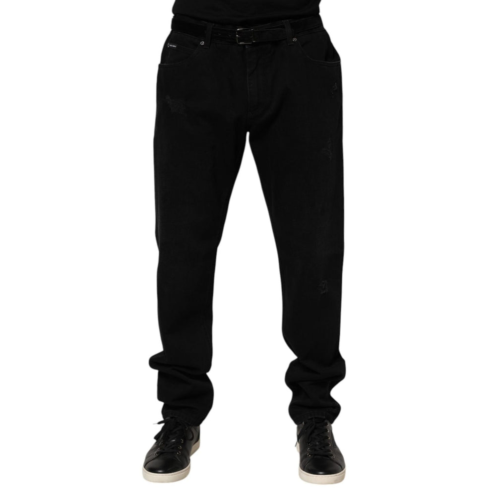 Dolce & Gabbana Black Cotton Regular Denim Men Trouser Jeans