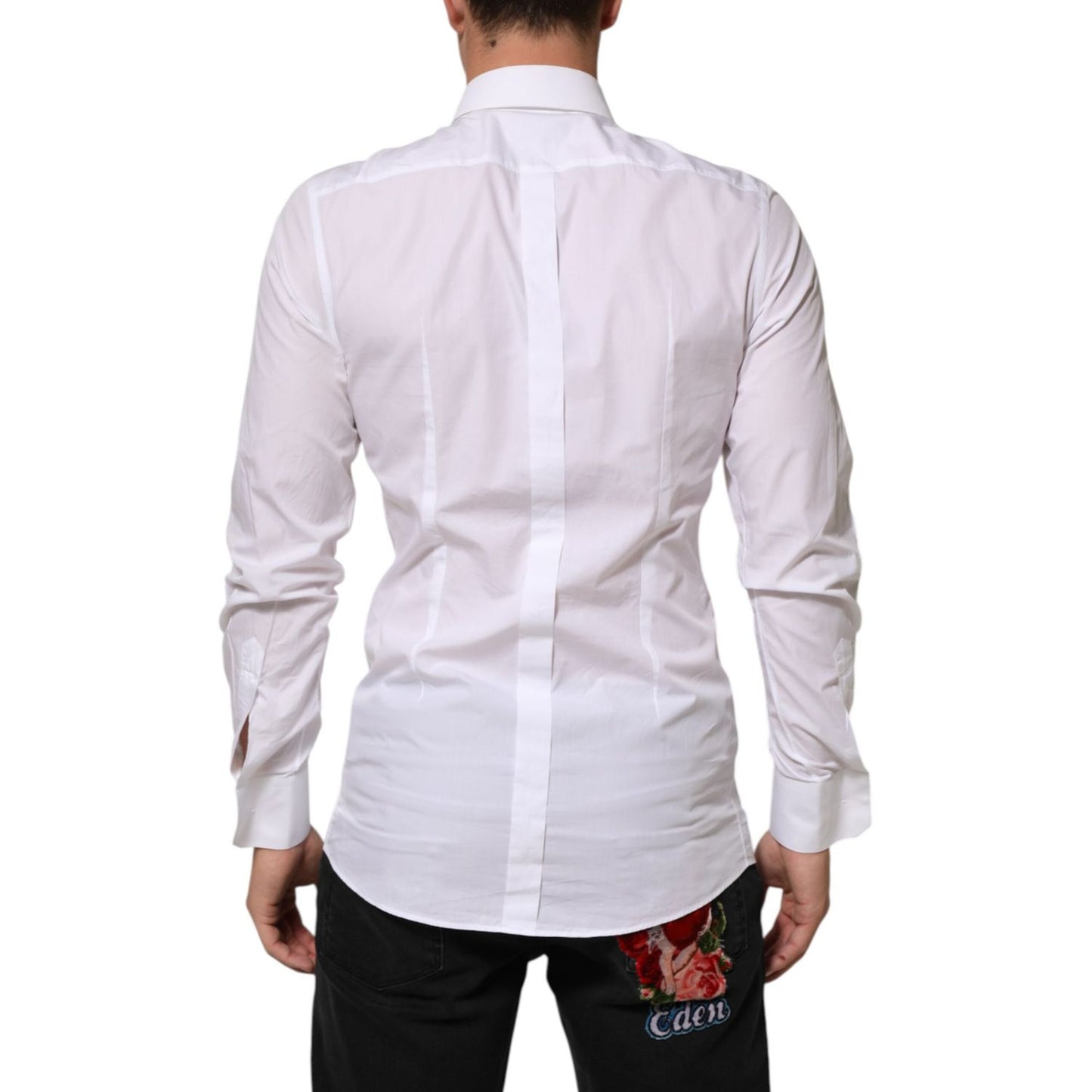 Dolce & Gabbana White Cotton GOLD DGPatch Formal Dress Shirt