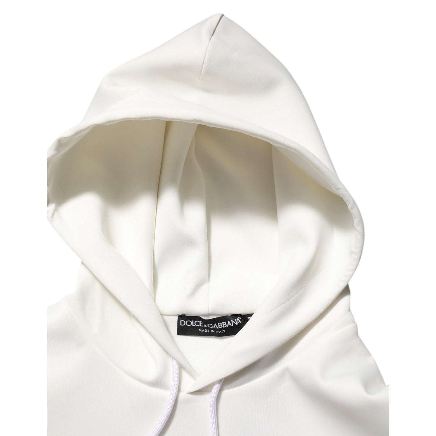 Dolce & Gabbana White Logo Hooded Men Sweatshirt Sweater