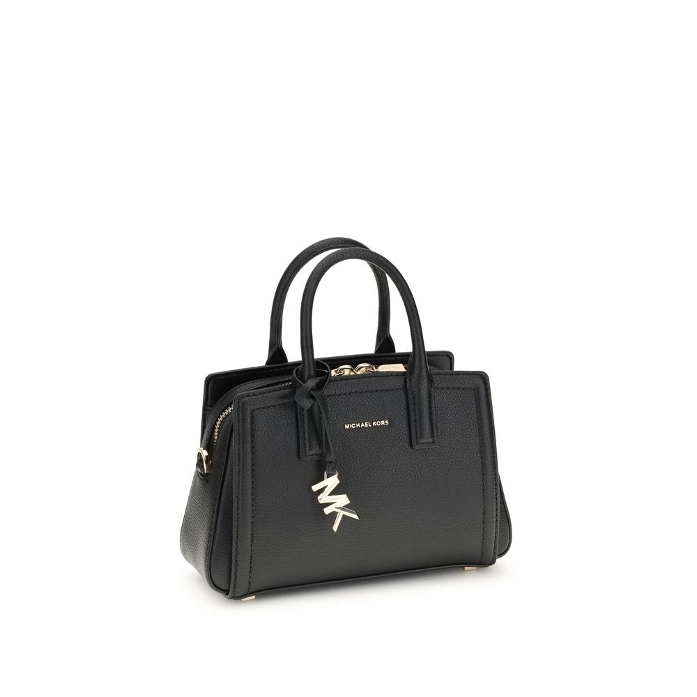 Michael Kors Black Calf Leather Bos Taurus Shoulder Bag with gold-tone details and adjustable strap, model Laila for AW25.