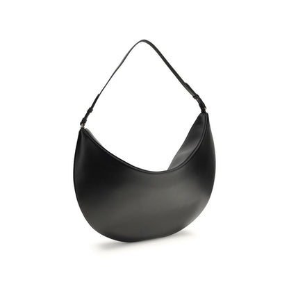 Jacquemus Black Calf Leather Bos Taurus Shoulder Bag, elegant hobo design with slim strap and embossed logo, AW25 collection.