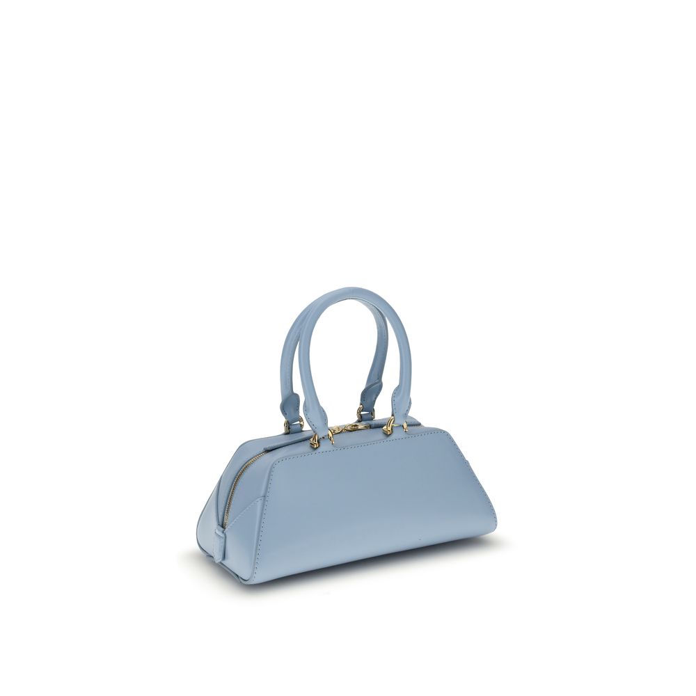 Givenchy Light Blue Calf Leather Bos Taurus Handbag with gold-finished metallic details and adjustable strap.